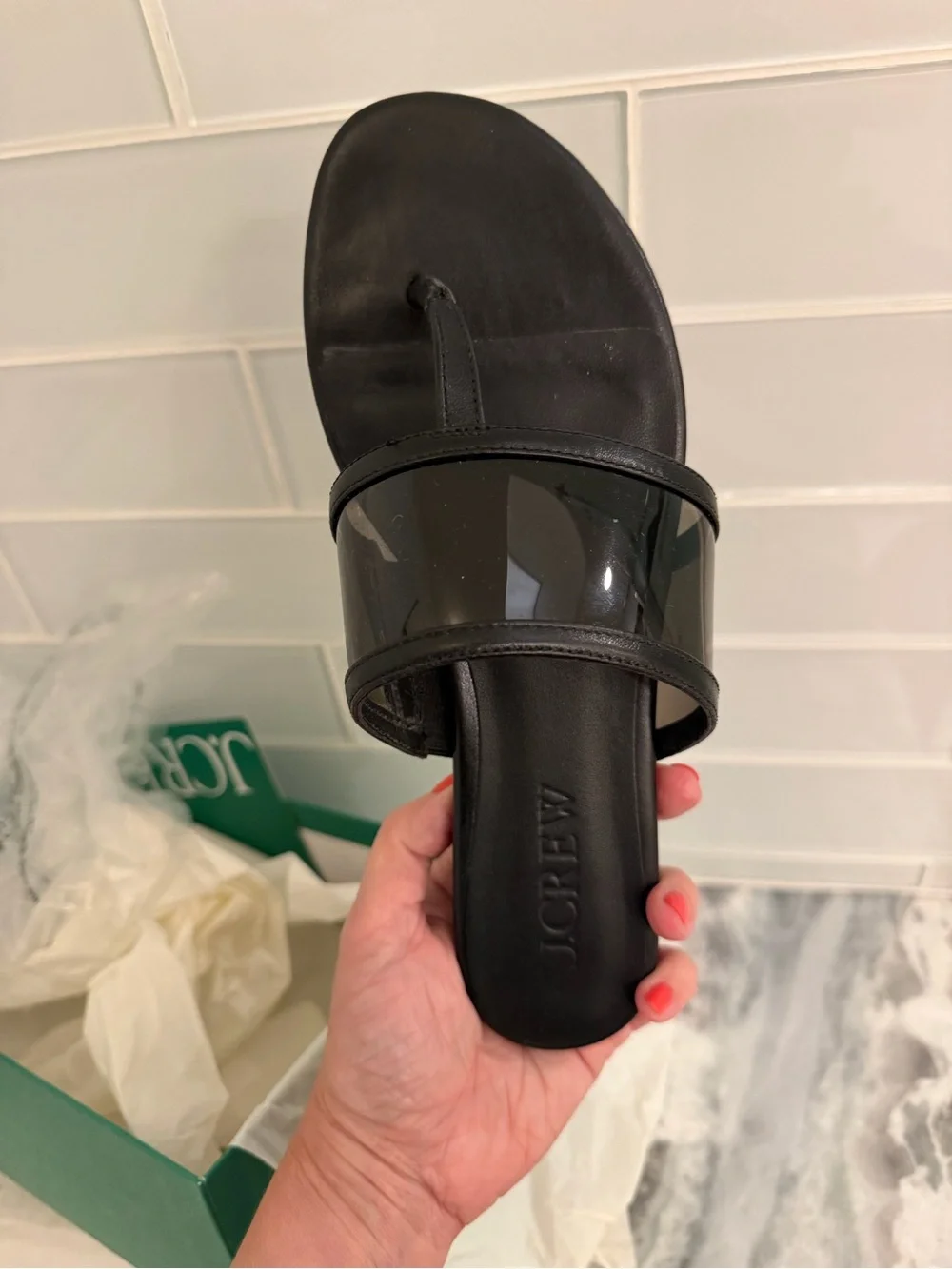 NWT JCrew Audrey Jelly and Leather Thong Sandals in size 7.5